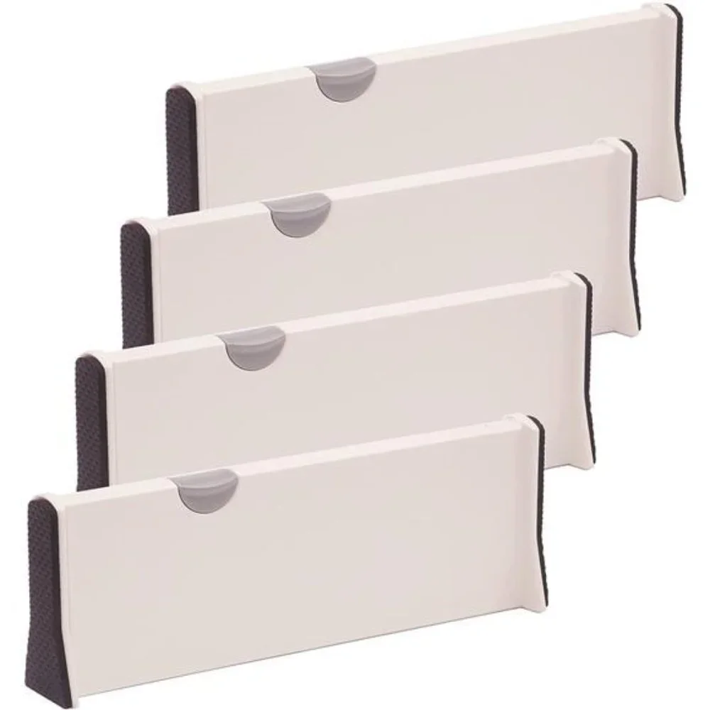 4 Pack Adjustable Dresser Drawer Dividers Organizers, Plastic Expandable Drawer
